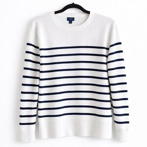 J.Crew Men’s 100% Cotton Navy Stripe Crewneck Sweater Size L